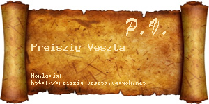 Preiszig Veszta névjegykártya